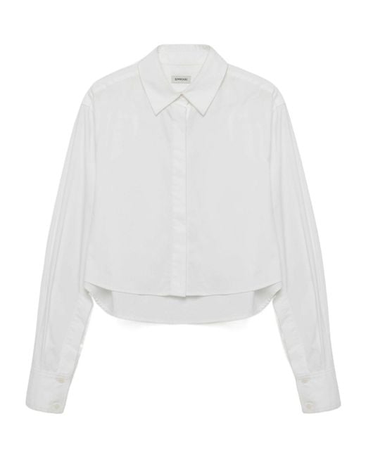 Jonathan Simkhai White Renata Cropped Shirt