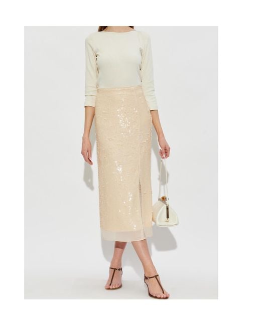 Rag & Bone Natural Sequin-Embellished Frayed Skirt