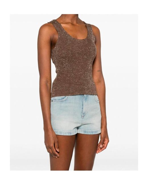 Twinset Brown Lurex Knit Top