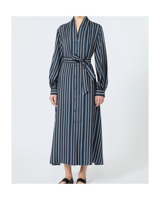 Max Mara Blue Printed Twill Shirt Dress