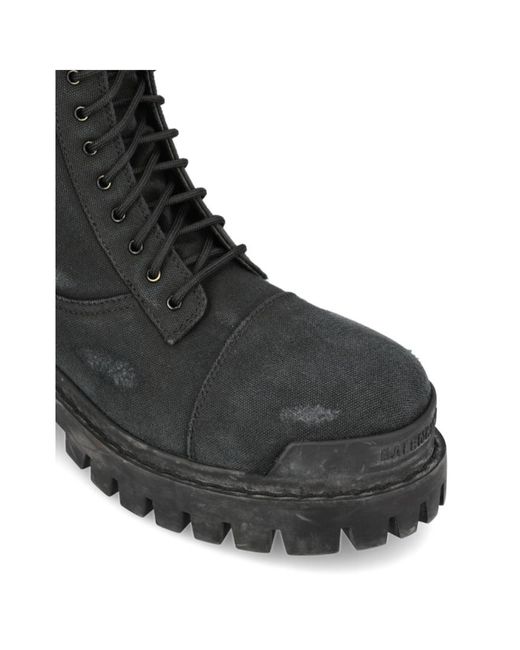 Balenciaga Black Combat Strike Canvas Boots for men