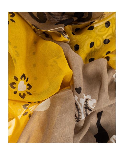 Moschino Yellow Logo Printed Scarf for men