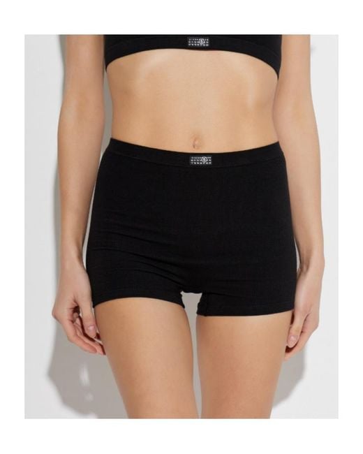 MM6 by Maison Margiela Black Elastic-Waist Shorts