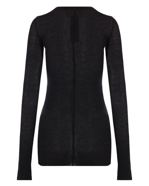 Rick Owens Black Semi Sheer Knitted Top