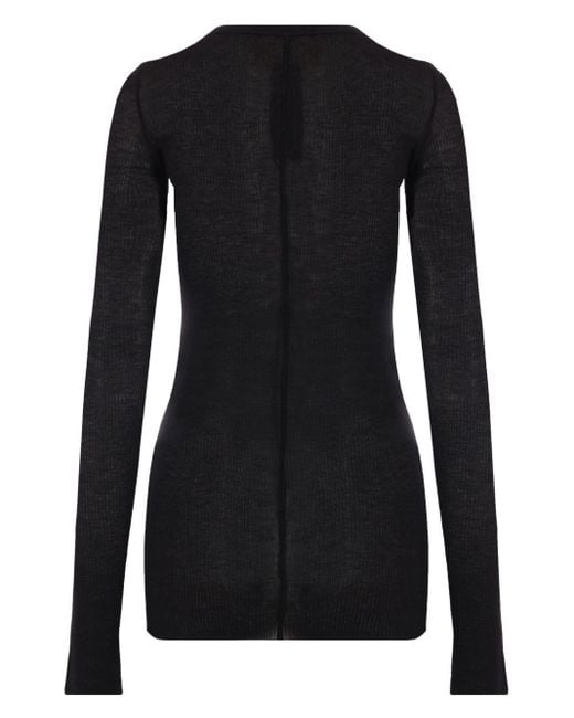 Rick Owens Black Semi Sheer Knitted Top