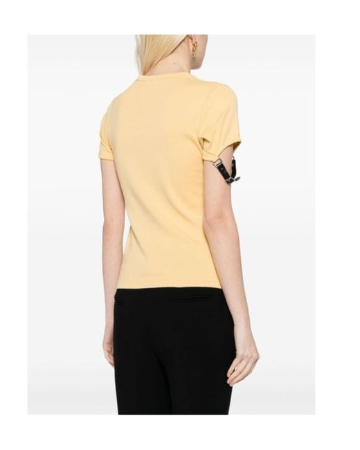Courreges Yellow Buckle-Detail T-Shirt