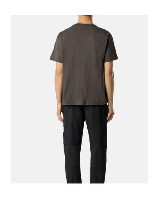 Stone Island Gray Logo Patch Crewneck T-Shirt for men