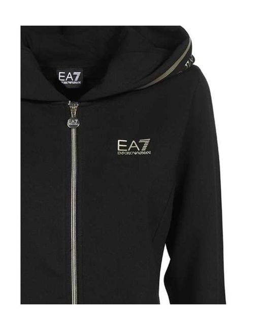 EA7 Black Hooded Zipper Casual Jacket