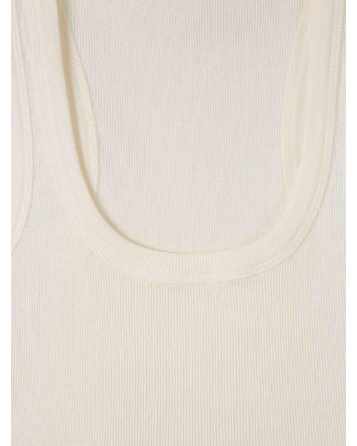 Jacquemus White Ribbed Tank Top