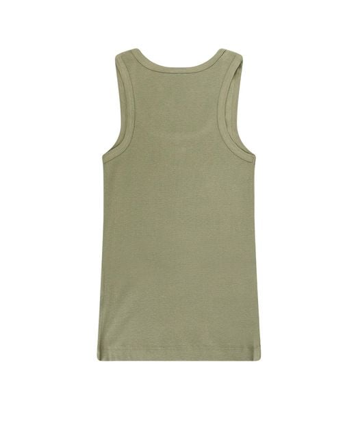 Pinko Green Ribbed Logo Plaque Tank Top