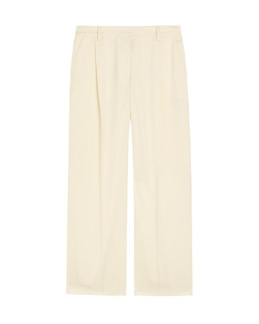 LaDoubleJ Natural Loose Pleated Wide-Leg Wool Trousers