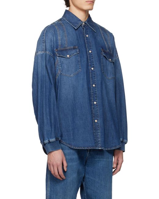 McQueen Blue Buttoned Denim Shirt for men
