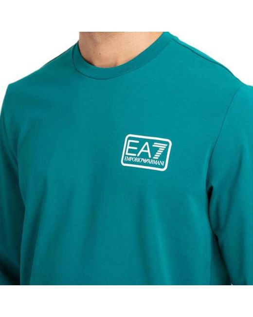 EA7 Blue Logo Round-Necked Sweater for men