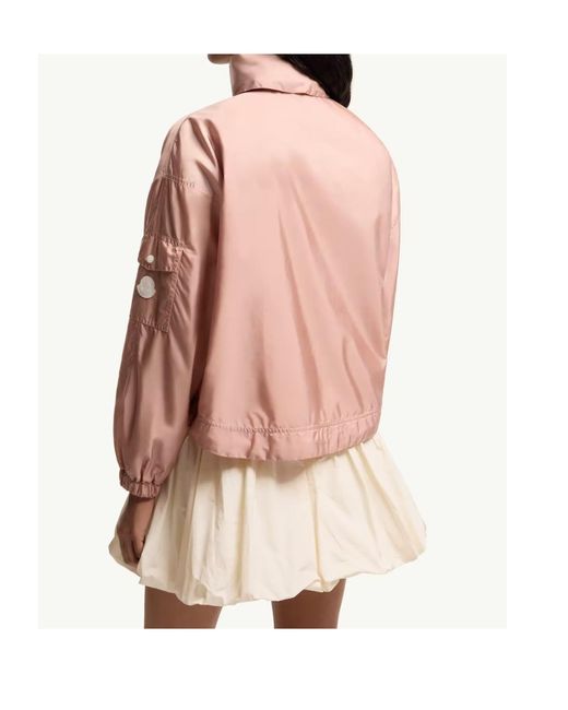 Moncler Pink Logo Patch Zip-Up Jacket