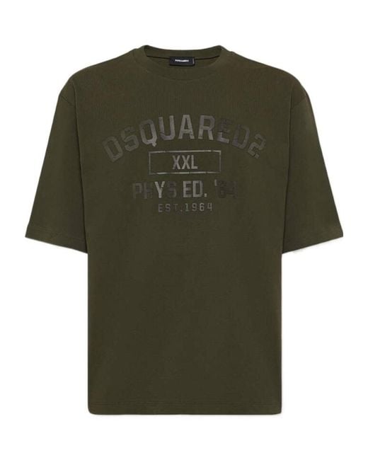 DSquared² Green Logo Printed Crewneck T-Shirt for men