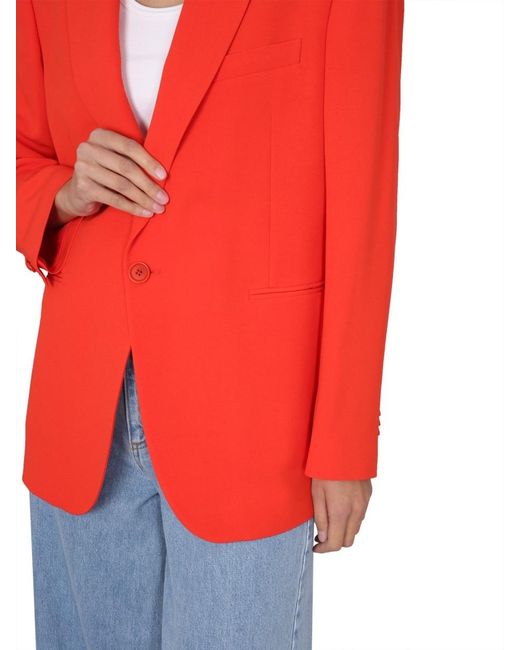 Aspesi Red Pocketed Single-Breasted Blazer