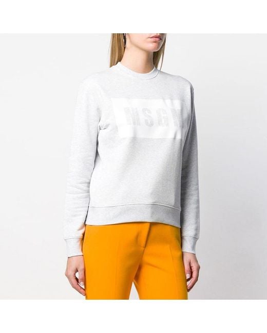 MSGM White Printed Logo Sweater