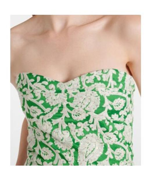 Johanna Ortiz Green Draped Paisley Midi Dress