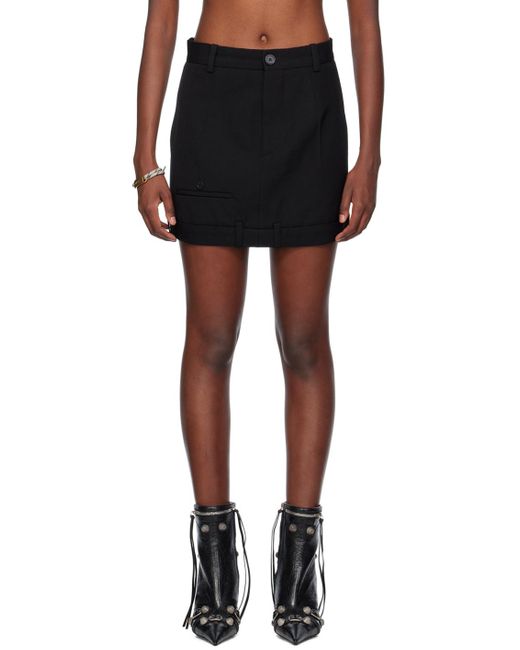 Balenciaga Black Twill Deconstructed Mini Skirt