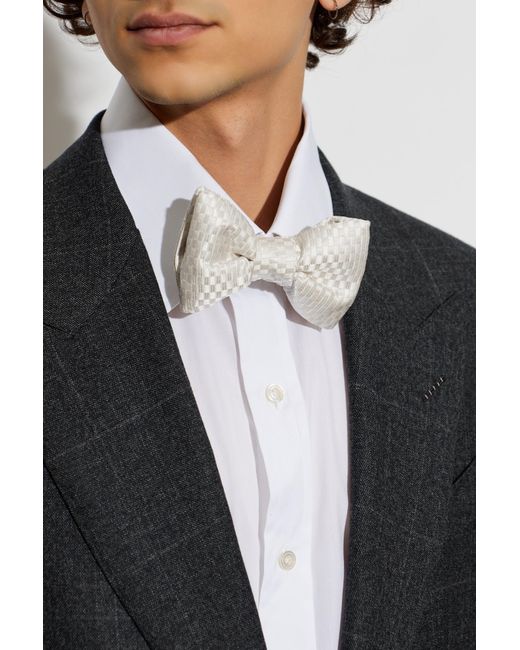Tom Ford White Checked Bow Tie for men