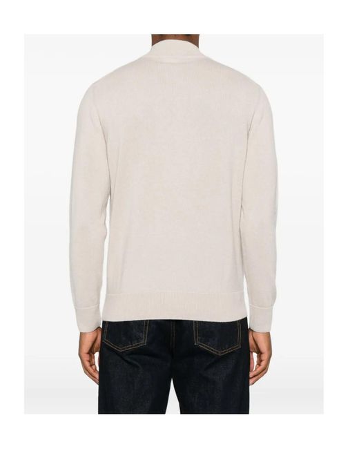 Eleventy White High-Neck Zip-Up Cardigan for men