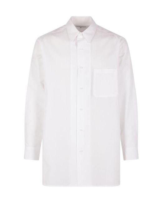 Yohji Yamamoto White Button-Up Long-Sleeved Shirt for men