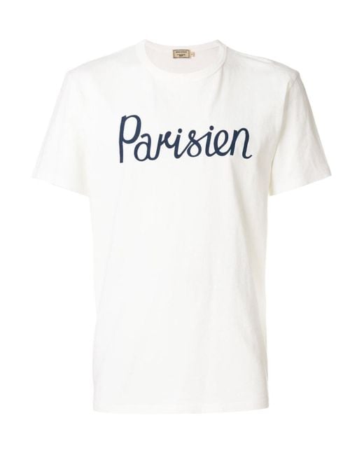 Maison Kitsuné White Parisien Printed T-Shirt for men