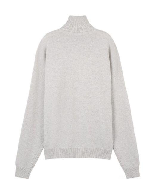 Maison Kitsuné White Maison Kitsuné Roll-Neck Fox Head Intarsia-Knit Jumper for men
