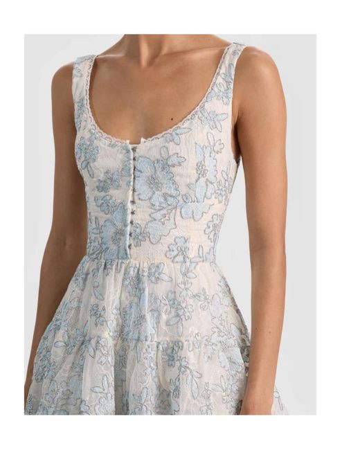 Alice + Olivia Blue Charlotte Embroidered Lace Dress