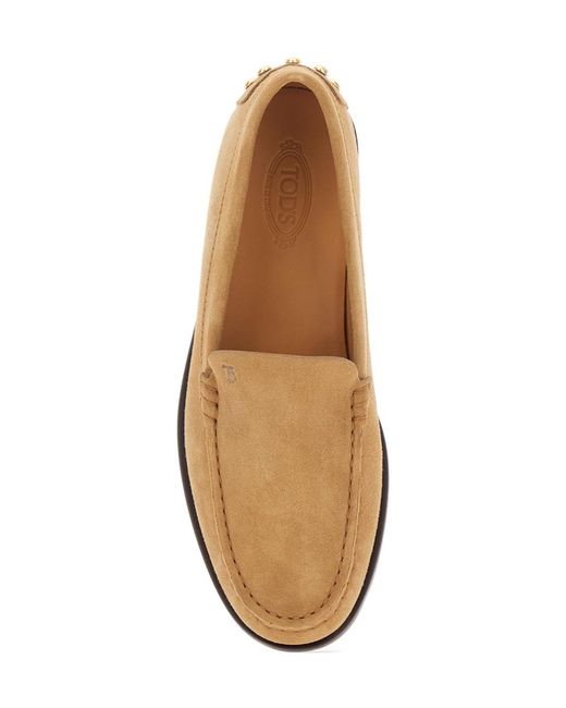 Tod's Brown Logo Embossed Slip-On Loafers