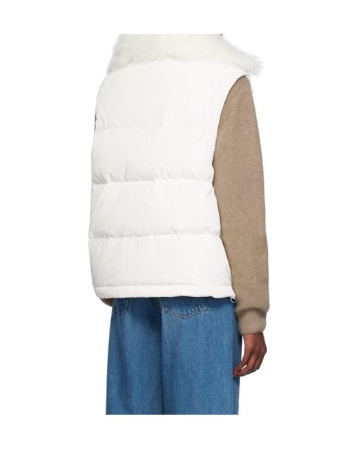 Yves Salomon White Quilted Zipper Down Jacket