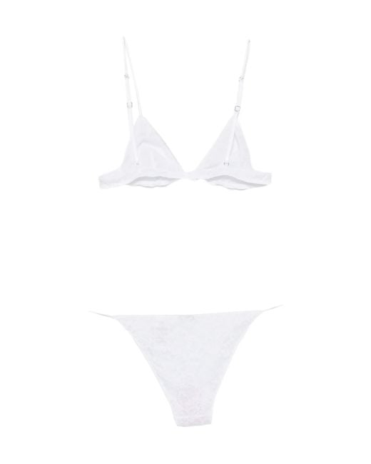 Oseree White Lace-Pattern Lingerie Set (Set Of Two)