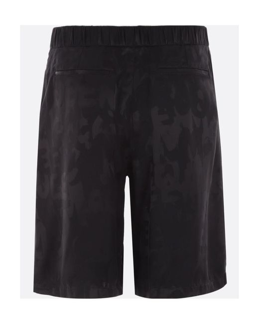 McQueen Black Logo Patterned Satin Shorts for men