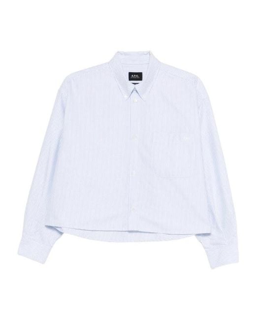 A.P.C. White A. P.C. Mini Striped Front Pocket Shirt
