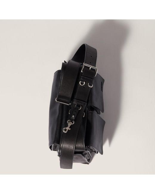 Miu Miu Black Utilitaire Nappa Leather Shoulder Bag