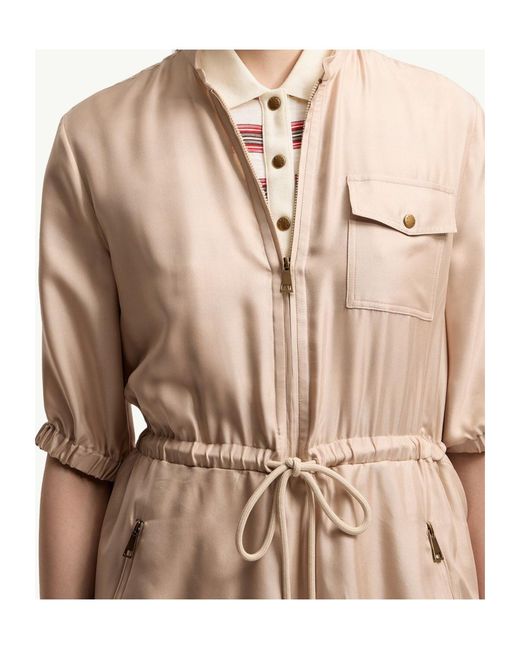 Moncler Natural Silk Twill Mini Shirt Dress