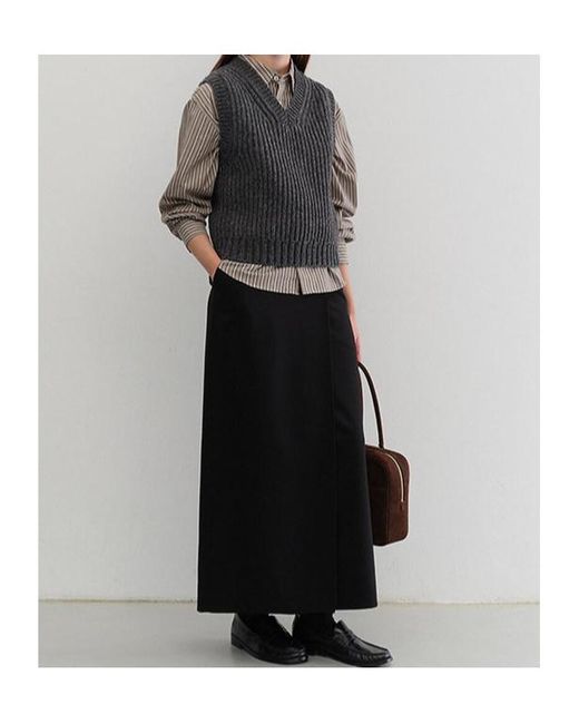 DUNST Black Maxi Wrap Skirt