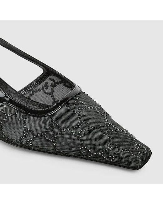 Gucci Black Gg Crystal Slingback Pump, Uk