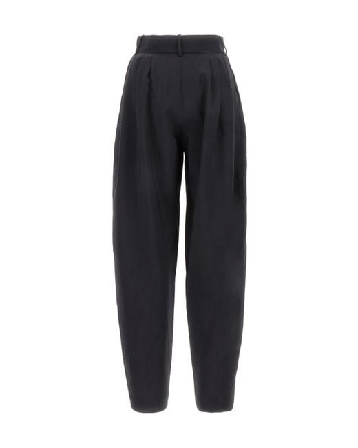 Quira Blue Pleated High-Waist Pants