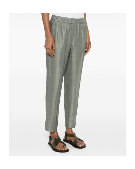 Peserico Gray Elasticated-Waistband Tapered Trousers