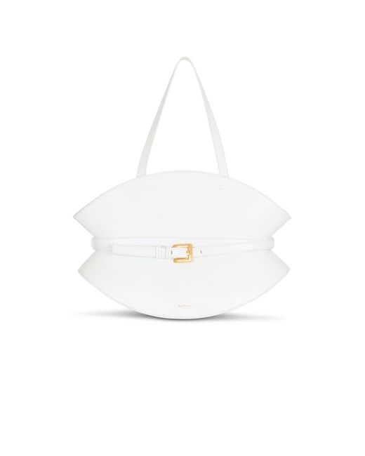 Balmain White Shuffle Medium Tote Bag