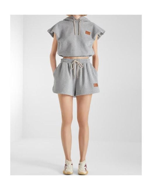 Fendi Gray Logo-Patch Track Shorts