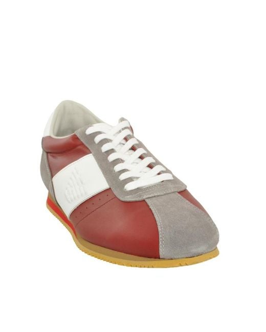 Emporio Armani Brown Strap-Up Casual Sneakers for men