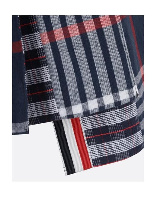 Thom Browne Blue Checked Pleated Asymmetrical Skirt