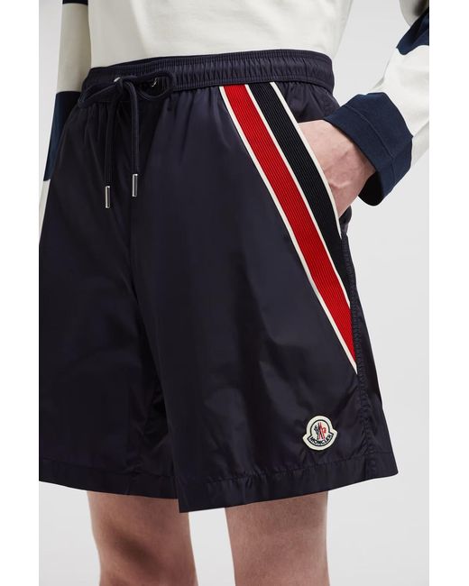 Moncler Blue Logo Patch Drawstring Swim Shorts for men