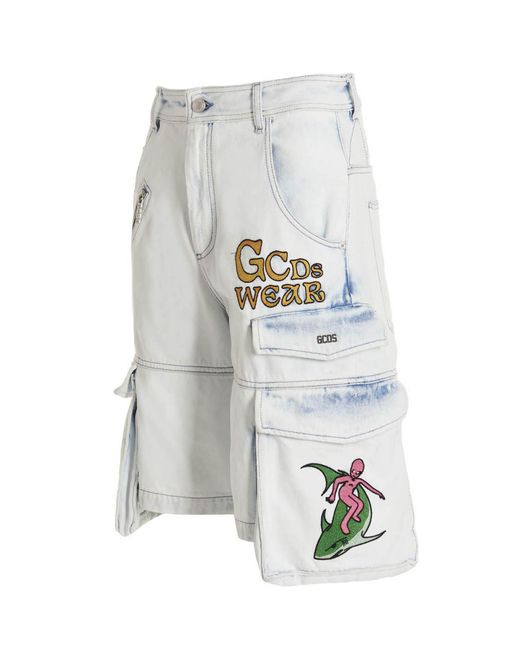Gcds White Logo Shorts for men