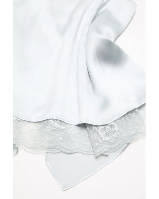 Acne White Ruffled Satin Skirt