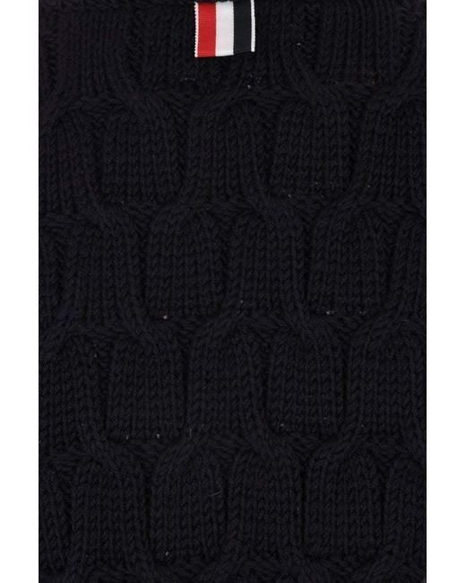 Thom Browne Blue Crisscross Cable-Knitted Sweater