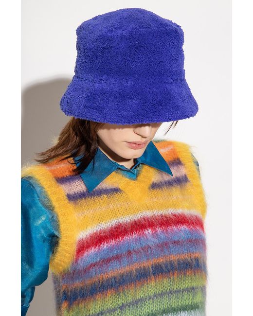 Marni Blue Shearling Bucket Hat