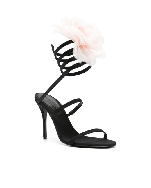 Magda Butrym Black 110Mm Floral-Appliqué Sandals